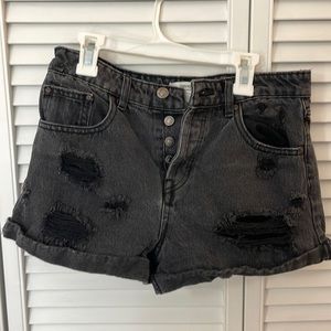 Forever21 black distressed jean shorts size 27 or 4